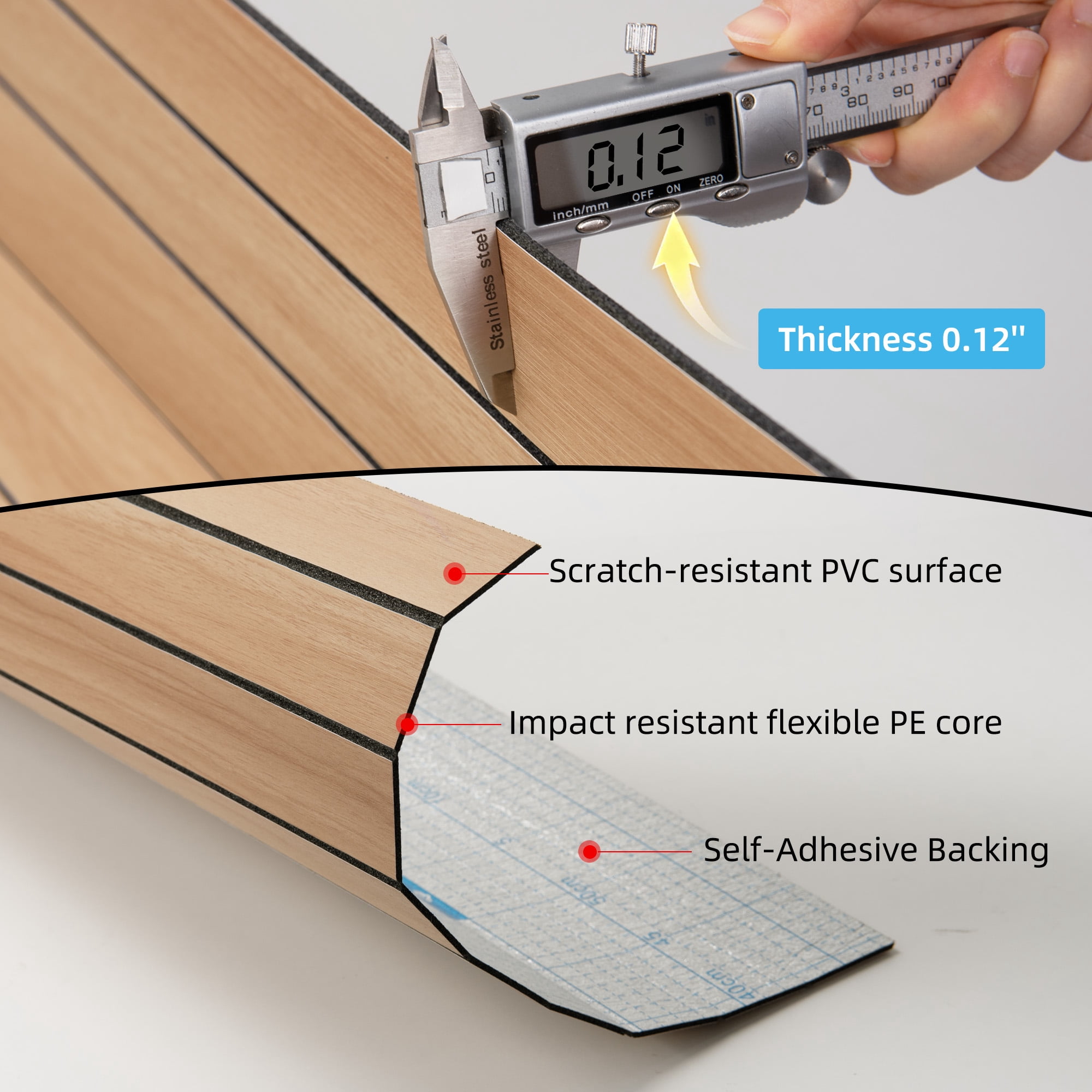 Yeslife 6-Pack Peel and Stick PVC Wood Slat Wall Panels, 48.03 in. x 15.75 in., Oak Wood Grain, Thickened 3D Decorative Wall Panels for Living Room, Bedroom & Office