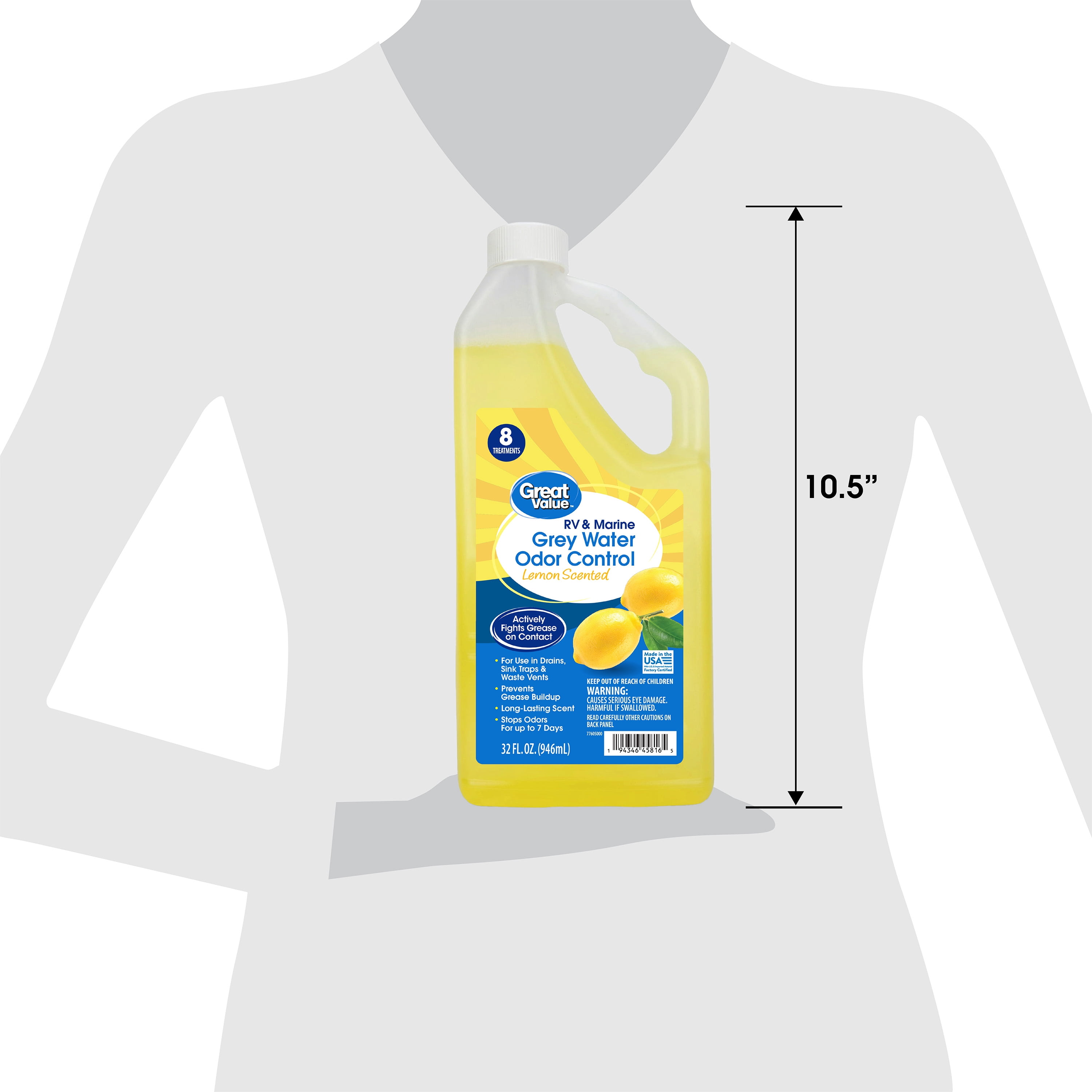 (3 pack) Great Value RV and Marine Grey Water Odor Control, Lemon Scent, 32 fl oz