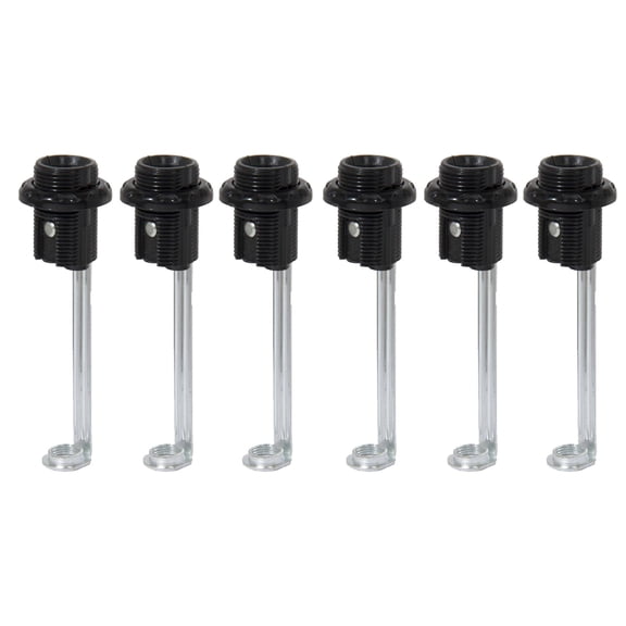 B&P Lamp® Fully Threaded Phenolic Candelabra E12 Socket with Phenolic Ring and Push-In Terminals, 4 Inch Height, 6 Pack