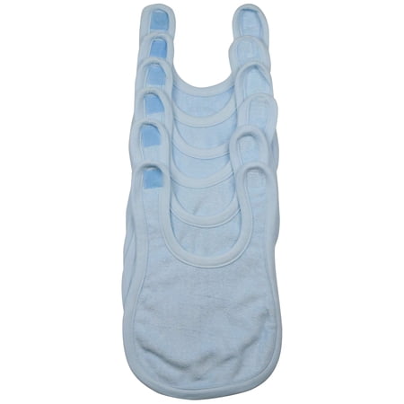 ToBeInStyle Babies 6 Pack of Soft Velvet Self Fastening Closure Baby Bibs - Blue - One Size