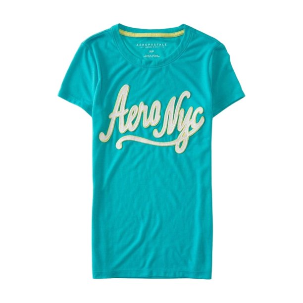 Camiseta con adornos de neón Aeropostale para mujer verde pequeña Camiseta adornada