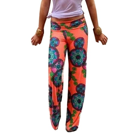 Women's Floral Boho Harem Wide Leg Palazzo Casual Yoga Long Pants