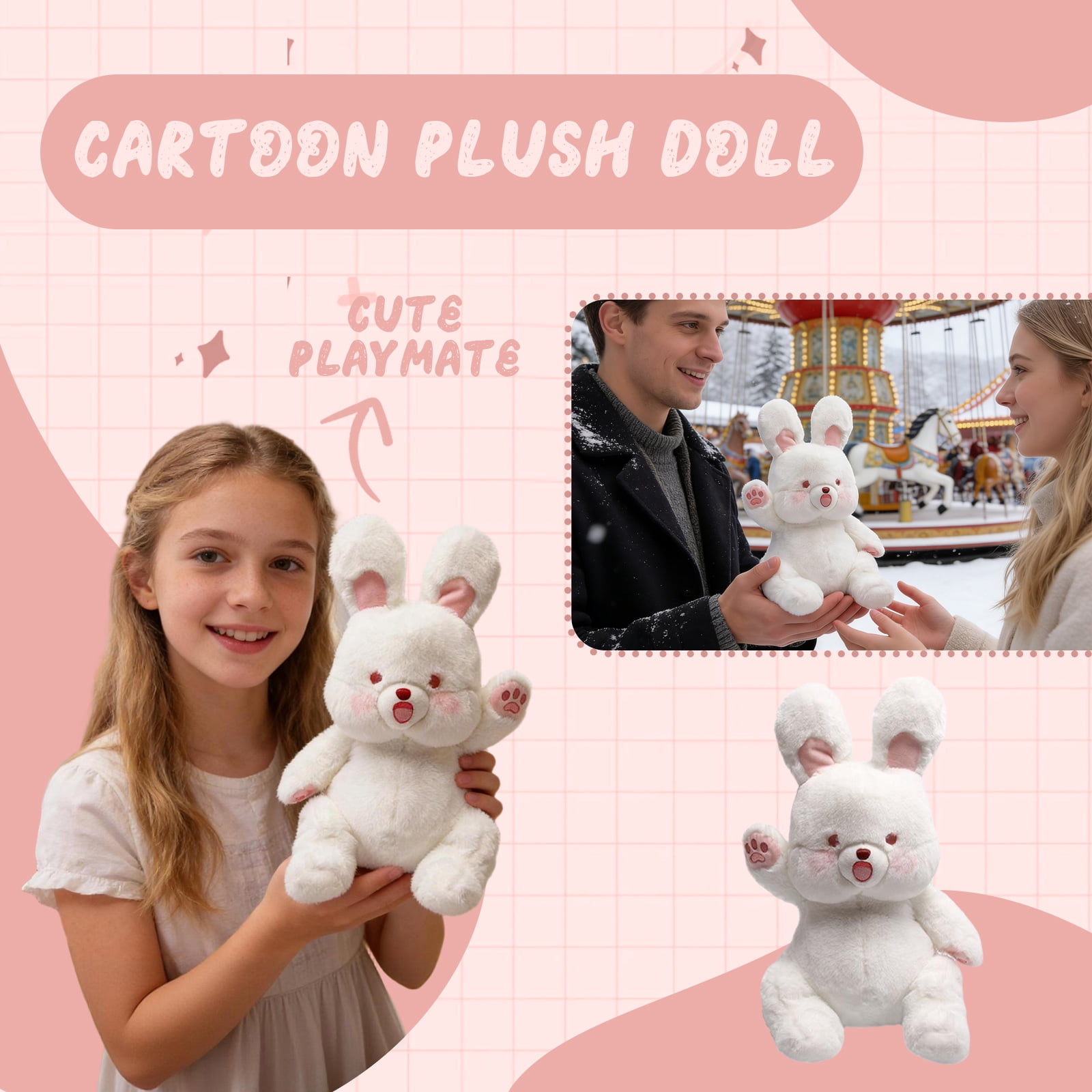 Soft Rabbit Plush Toy, Creative & Interactive Poseable Doll with Movable Arms, Perfect Gift for Child-ren, Desktop Decoration or Comfort Companion