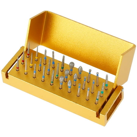 

30pcs Solid Cutting Burrs Set Diamond Grinding Cutting Burrs Bits Set Portable Durable Rotary Files Burrs Kit with Aluminum Alloy Shelf for Woodworking Engraving Carving