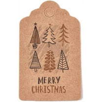 100 Pcs Paper Gift Tags Premium Hange Tags Rectangle with Word Merry Christmas and Christmas Tree Pattern for Christmas Holiday Gifts Wedding Favors Art Craft(Wood) diy