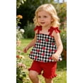 thumbnail image 3 of Aideaone Toddler Girls Summer Outfit 2 Piece Ruffle Sleeveless Shirts Tops Shorts Set Clothes for Baby Girl Sizes 2T-5T, 3 of 5