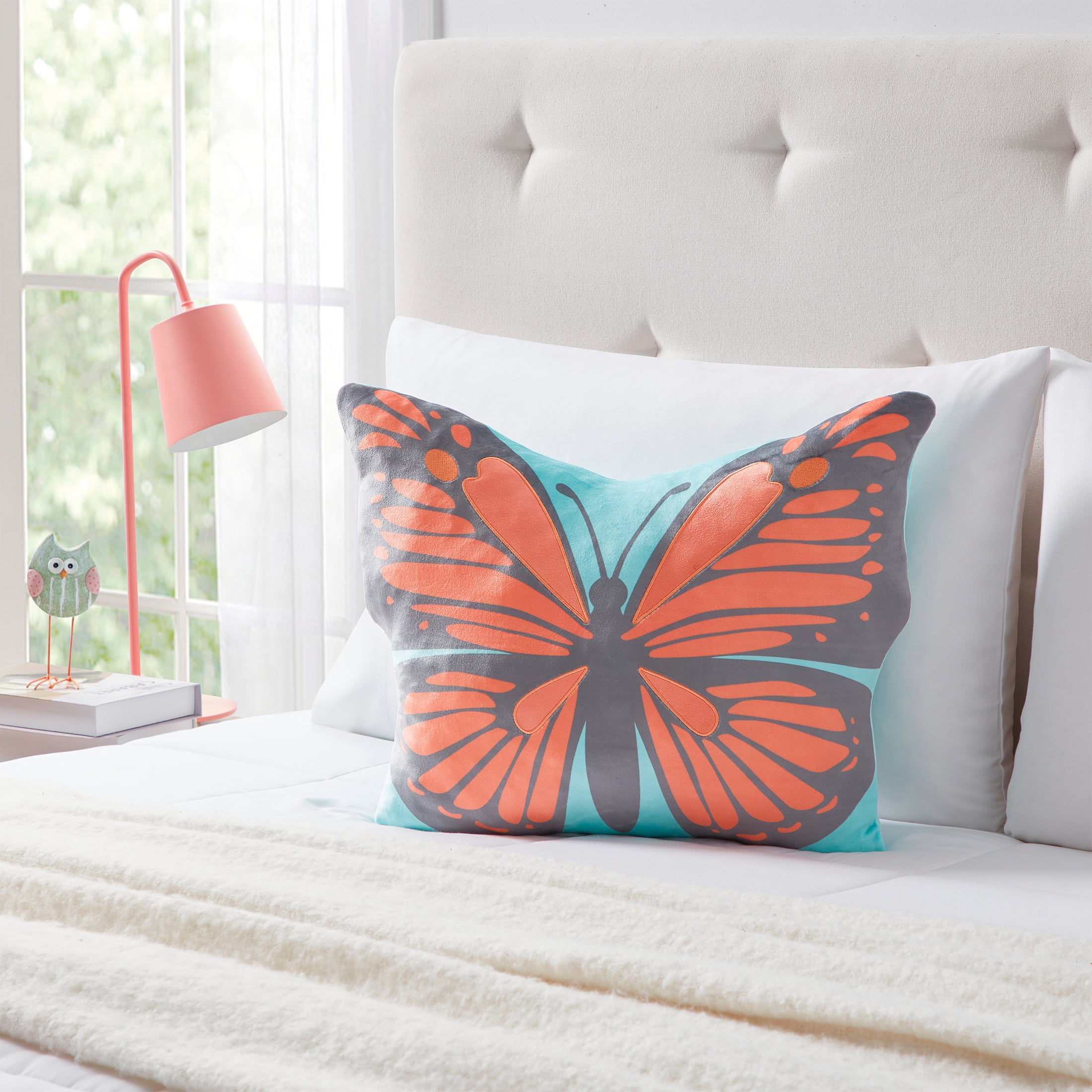 Your Zone Snuggly Pillow, Butterfly ,18" x 18" Multicolor, Decorative