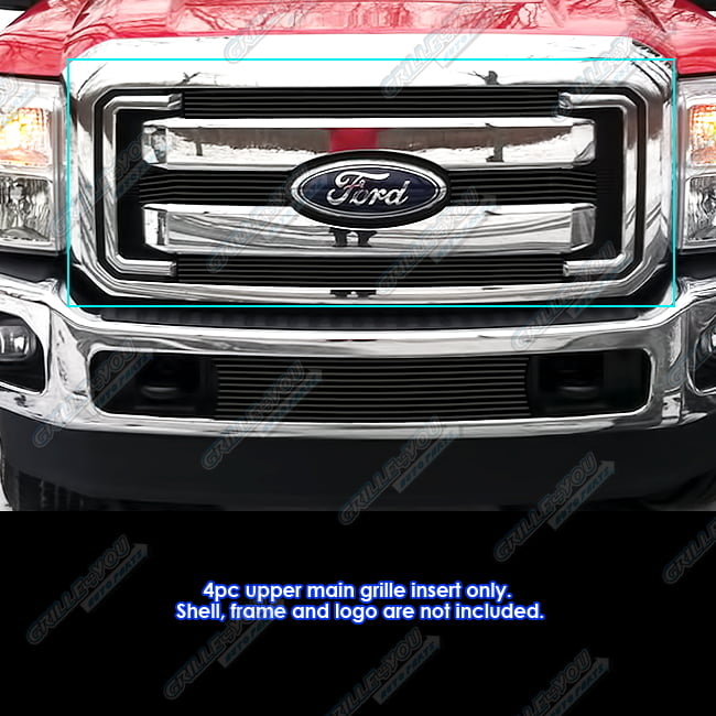 APS Compatible with 08-10 F-250 F-350 SD Black Main Upper Billet Grille Insert F65327H 