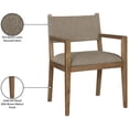 thumbnail image 3 of Bowery Hill Contemporary Brown Linen Textured Fabric Dining Arm Chair, 3 of 10