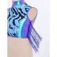 thumbnail image 6 of TiaoBug Kids Girls Dance Crop Top Sleeveless Sparkle Zebra Print Athletic Vest for Gymnastics Stage Performance Blue 10, 6 of 7