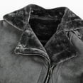 thumbnail image 6 of guisaled Men's Faux Leather Jacket Men Fuzzy Sherpa Fleece Lined Bomber Jackets Button Down Lapel Collar Winter Coats with Shearling Lining Christmas, 6 of 8