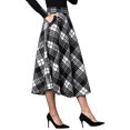 thumbnail image 1 of Faldas largas de lana de tartán para mujer, largas, cálidas, con cintura elástica, talla grande, 1 of 5