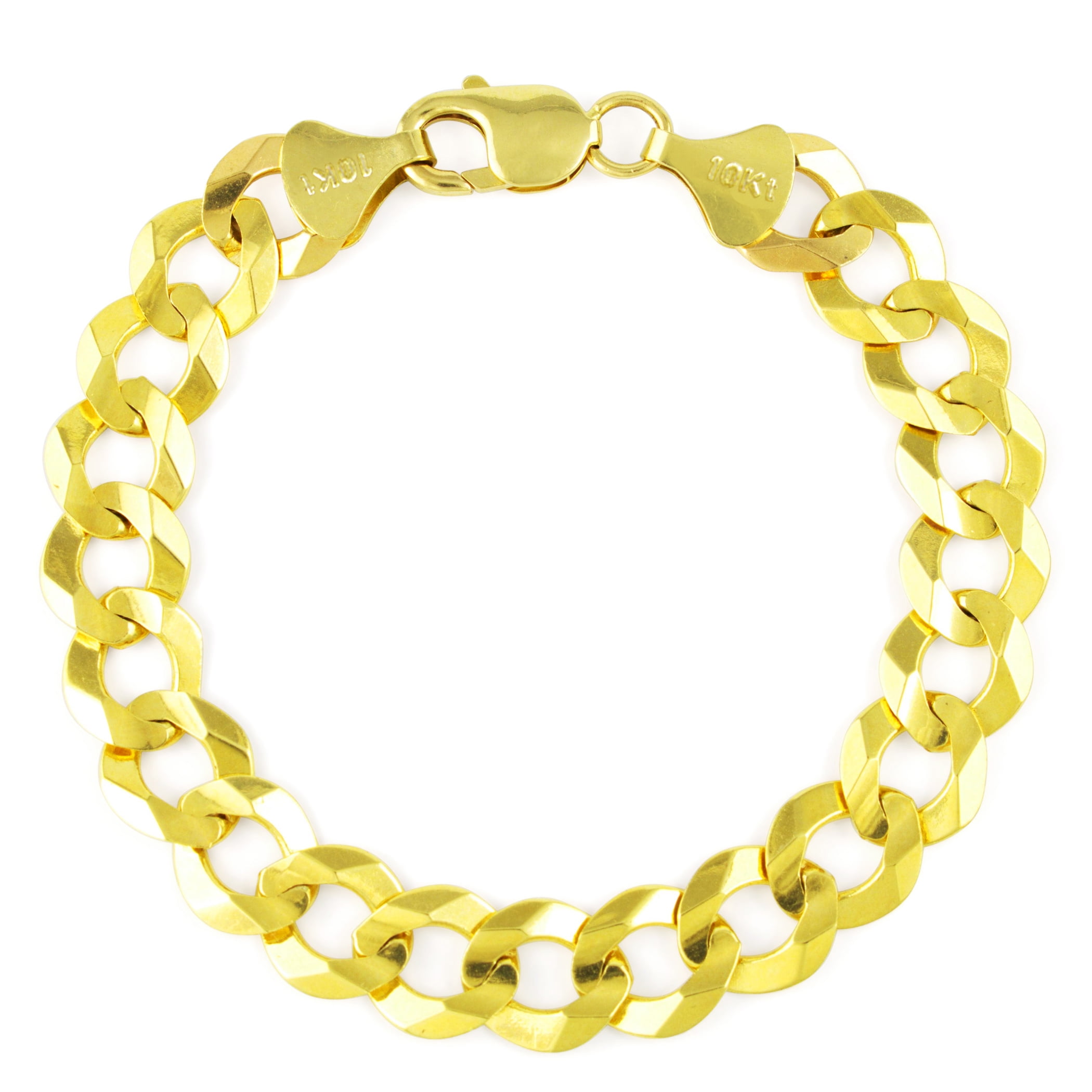 Nuragold 10k Yellow Gold 11.5mm Solid Cuban Curb Link Chain Bracelet
