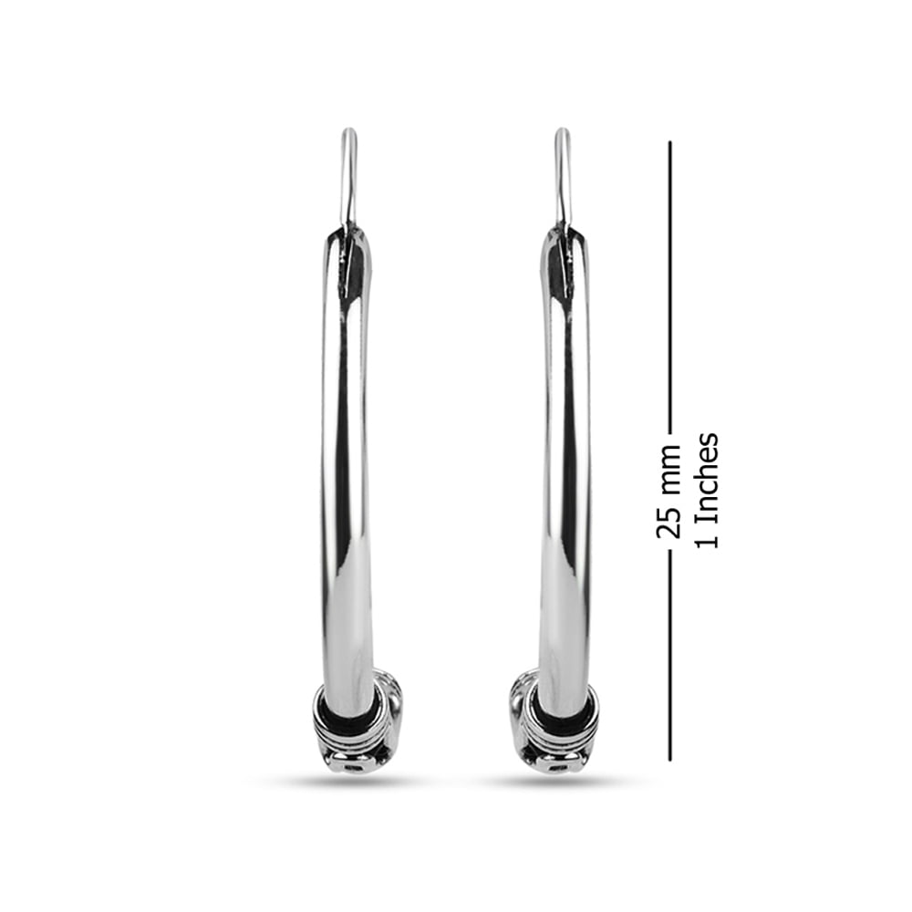 LeCalla 925 Sterling Silver Light Weight Click Top Balinese Hoop Earrings Fine Jewelry for Teen and Women 25MM