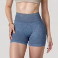 thumbnail image 4 of Women's Ribbed Seamless Biker Shorts with Stretch Fabric and Smooth Fit - Large, Blue, 4 of 7