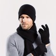 thumbnail image 1 of 3pcs/set  Men‘s Hat Gloves Scarf Set  Men‘s Winter Warm Knit Hat  Riding Ear Protection Beanie Hat,BLACK, 1 of 7