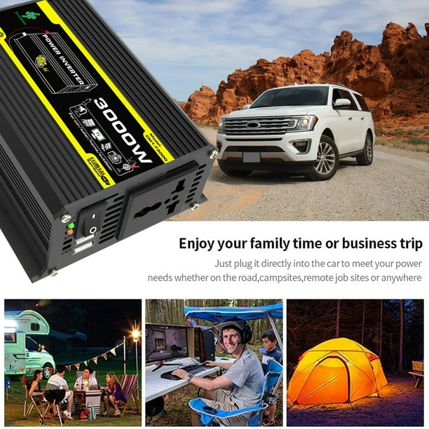 Inversor De Coche Inversor de coche de 12 V CC a CA 110/220 V, inversor de corriente Digital USB Dual, fusible integrado Wdftyju Accesorios para autos y motos