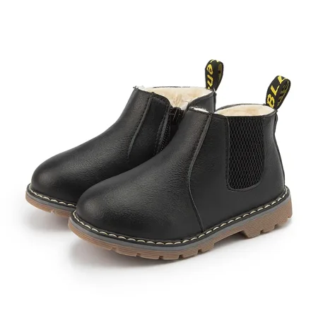 

Boys Girls Leather Fleece Boots For Winter New