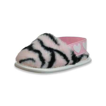 

First Steps by Stepping Stones Baby Girls Faux Fur Slide Slippers - zebra 0 - 3 months (Newborn)