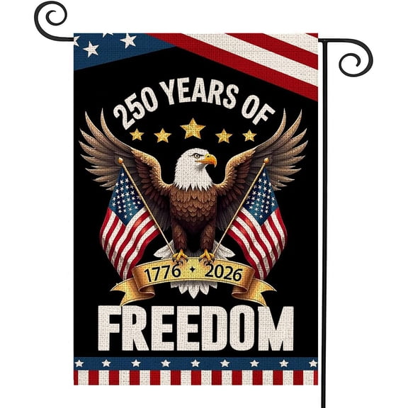 12x18 Double Sided Patriotic Yard Flag 250 Years of Blessings America USA 250th Anniversary Cross Burlap Decor