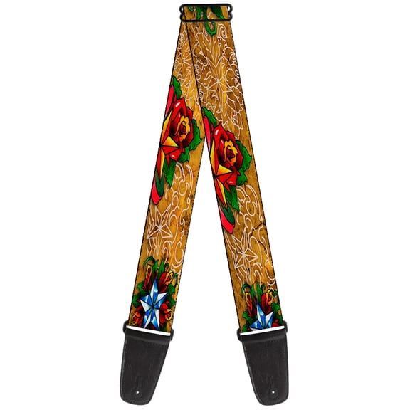 Buckle-Down Guitar Strap, Tattoo Johnny Stars, 2 Inches Wide