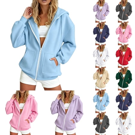 Hoodies for Women Sweatshirt Zip Up Hoodie Fall Fashion 2026 Trendy Cute Hoodies Long Sleeve Jackets Winter Clothing Outfits