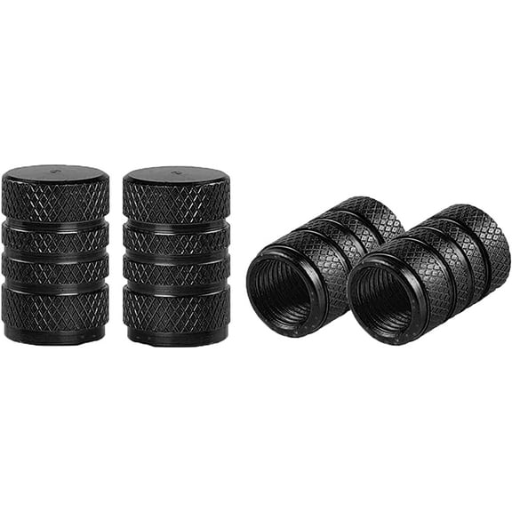 Tire Valve Stem Caps, Durable Aluminium Alloy Tire Valve Cap Set- Pack of 4, Universal Stem Covers for Cars Trucks Motorcycles SUVs and Bikes (Black)