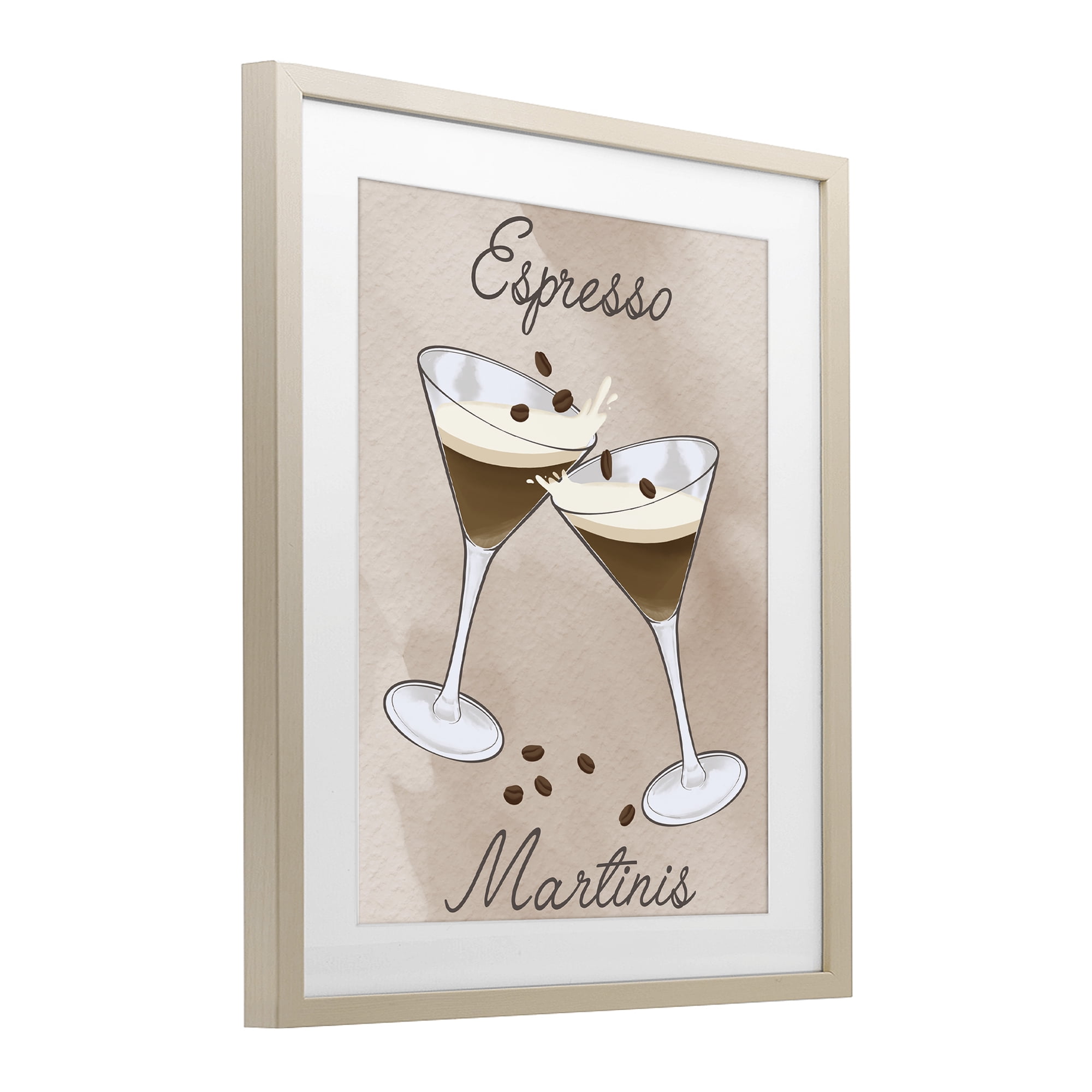 Stupell Industries Cheers Espresso Martinis Birch Framed Print Under Glass, design by Marcus Prime