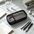 thumbnail image 2 of Clear Mesh Pencil Bag,Large Capacity Zipper Pencil Case with Elastic Band Pen Holder for Stationery Supplies Storage,Aesthetic Pencil Pouch for Teenager,Black, 2 of 7