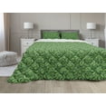 thumbnail image 1 of Jungle Foliage Comforter & Sham Bedding Set, Nature Inspired Pattern with Tropic Hawaiian Plantation Leaves, 3 pcs Duvet Set Microfiber Filling Quilt, 5 Sizes, Green Lime Green, by Ambesonne, 1 of 4