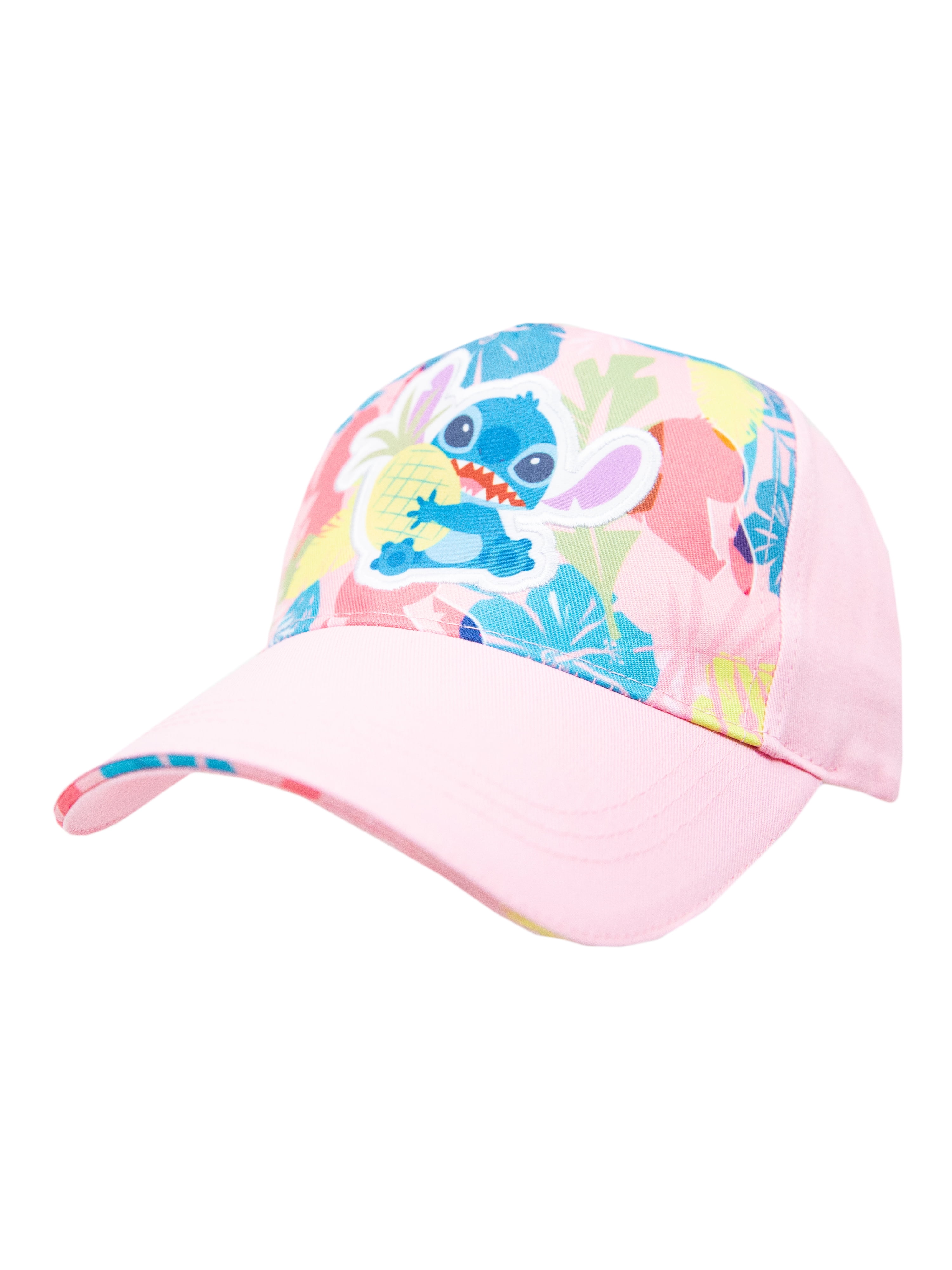 Lilo & Stitch Girls Licensed Baseball Hat Pink with Tropical Pattern