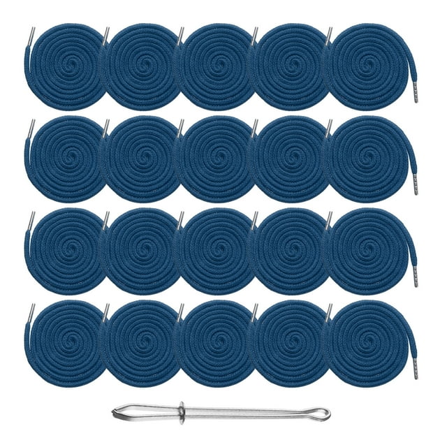 Uxcell 20pcs Cordones de Sudadera 51" Reemplazo para Sudaderas, Herramienta de Costura con Enhebrador Fácil, Azul Oscuro