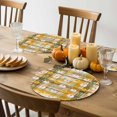 thumbnail image 5 of Thanksgiving Round Braided Placemats Set of 1, Fall White Pumpink Flower Brown Green Shadowed Grid Heat Insulation Place Mats Washable Non-Slip Table Mats for Kitchen Dining Party, 13 Inches, 5 of 9