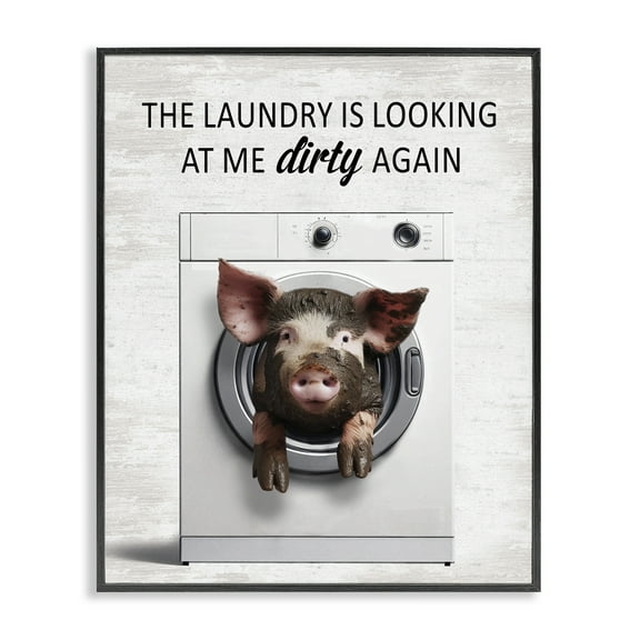 Stupell Industries Laundry Looking At Me Dirty Quotes and Sayings Painting Black Framed Art Print Wall Art, 11 x 14