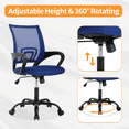 thumbnail image 3 of Executive Mesh Office Chair Ergonomic Computer Desk Chair Height-Adjustable Comfortable Seat & Back Support Task Rolling Swivel Chair with 360 Degree Casters & Armrest, Blue, 3 of 7