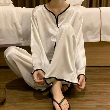 

CoCopeaunt Striped Womens Pajamas Spring Sleepwear Rayon Silk Pijama Long Sleeve Pyjamas Female Set Loungwear Nightwear Home Suit