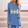thumbnail image 2 of Pompotops T-Shirt Décontracté à Col Rond Imprimé St. Patrick pour Femmes, Manches Longues, Blouse, 2 of 5
