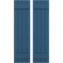Ekena Millwork 14"W x 42"H Americraft Four Board (2 Batten) Exterior Real Wood Joined Board-n-Batten Shutters (Per Pair), Sojourn Blue