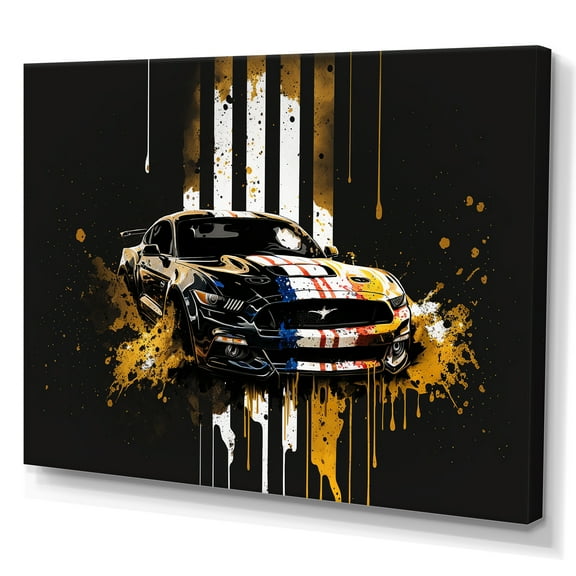 Designart Black And Gold American Muscle I Canvas Wall Art