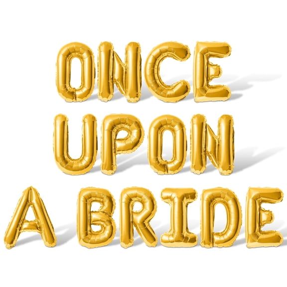 Letter Balloons - ONCE UPON A BRIDE 16" Inch Alphabet Letters Foil Mylar Balloon Bachelorette Party Banner (Gold)