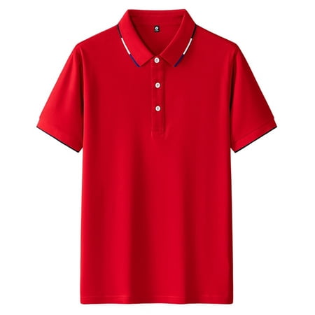 Mens Shirts Under $10 Men s Golf Shirts for Men Short Mens Casual Shirts Short Sleeve for Outdoor Sports Athletic Red M