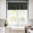 thumbnail image 3 of Christmas Colorful Kitchen Curtains and Valances Set, Xmas Balls Bells Stars Berry Black Rod Pocket Window Valance 18 Inch Window Curtain Panels for Living Room Bedroom Laundry, 27.5x36in, 3 Pieces, 3 of 7