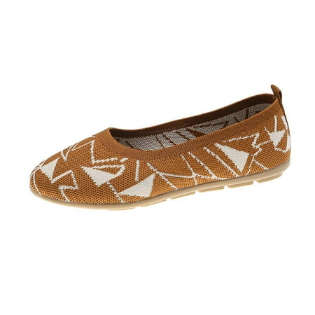 Slip On Shoes for Women Comfort Fall Loafers Soft Business Casual Sneakers Clearance Female Multicolor Round-Toe Flats Shoes Lightweight Soft Sneakers Casual Shoe Yellow 9