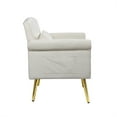 thumbnail image 6 of Accent Chair, Modern Button Tufted Thicked Velvet Upholstered Armchair with Nailhead Arms & Golden Metal Legs, Comfy Leisure Single Sofa Chair with Side Pockets for Living Room Bedroom, White, 6 of 7