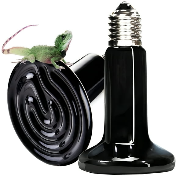 HIBIBUD Infrared Heat Lamp Bulb, 100W Ceramic Heat Emitters Brooder Coop Pet IR Lamp Bulb for Reptile Like Lizard, Tortoise, No Light, Black