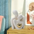 thumbnail image 4 of TISHITA Couple Statue Modern Decor Ceramic Couple Sculpture Her and Him Hugging Figurine Hugging Couple Figurine for Valentine's Day White, 4 of 6