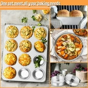 10 Piece Baking Pans Set, Vesteel Stainless Steel Bakeware Set for Oven, Include Cake Pan/Baking Cookie Sheet/Pizza/Muffin/Loaf Pan, Non-Toxic & Heavy Duty, Dishwasher Safe