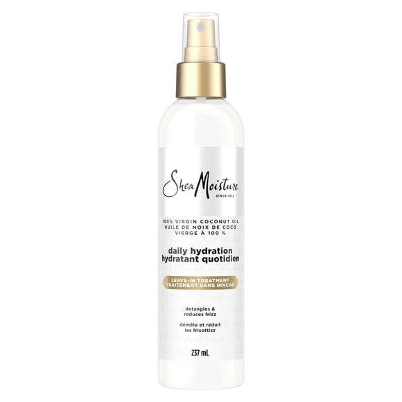 SheaMoisture Daily Hydration Leave-In Hair Treatment hair care for all hair types 100% Virgin Coconut Oil with Coconut Oil, Coconut Milk, Acacia Senegal 237mL