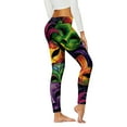 thumbnail image 2 of HNMKIU Women's Carnival Print Leggings Casual Wear Festive Pattern Yoga Pants Workout Leggings for Women 4-Orange，XXL, 2 of 4