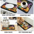 thumbnail image 4 of Halloween Dish Drying Mat Evil Pumpkin Witch Happy Halloween Kitchen Drying Mat Absorbant Collapsible 18x24 Inch Dishes Plate Glass Dry Draining Pad for Coffee Machine Dish Rack, 4 of 7
